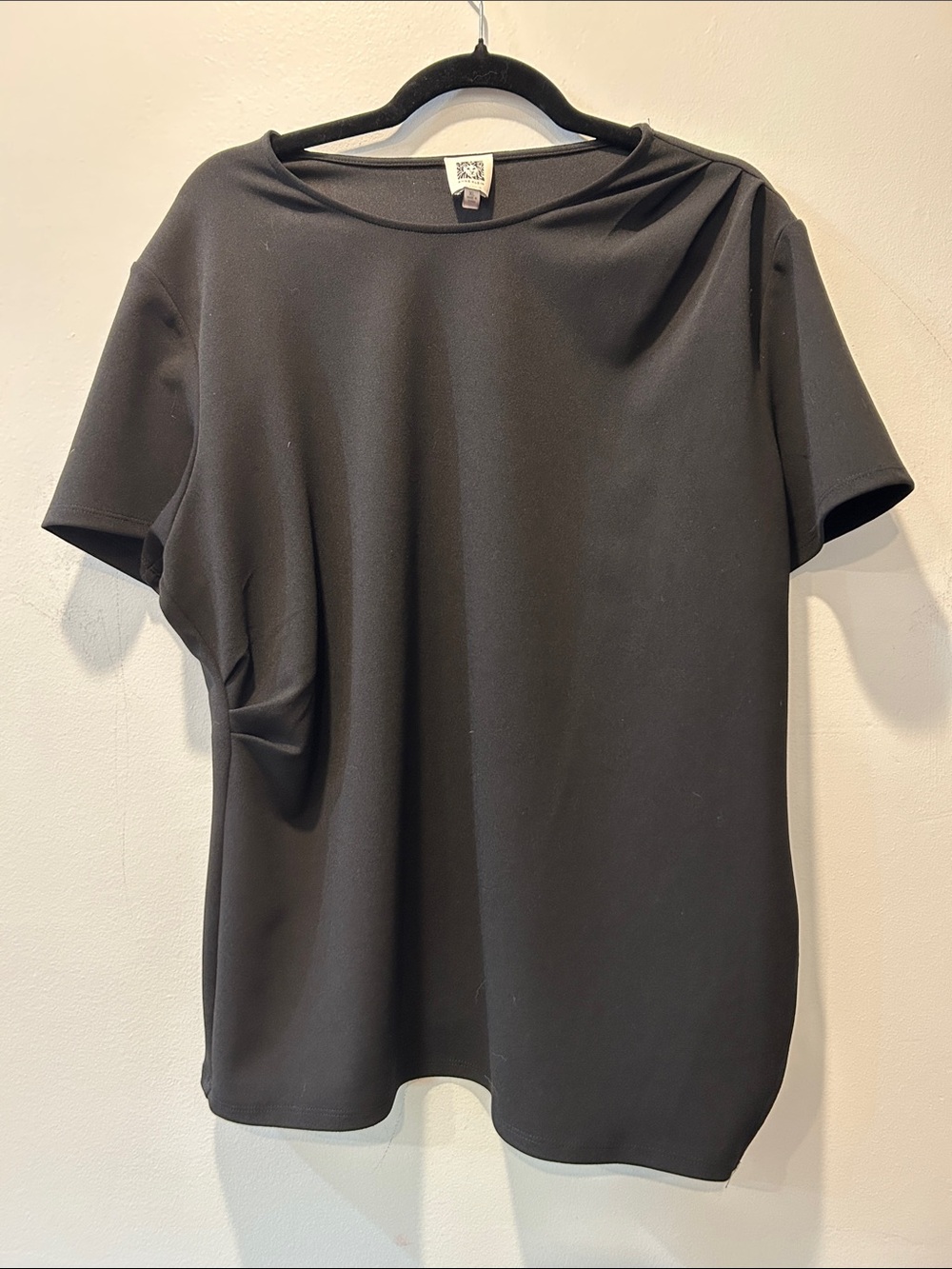 Anne Klein Black Short Sleeve Minimalist Top